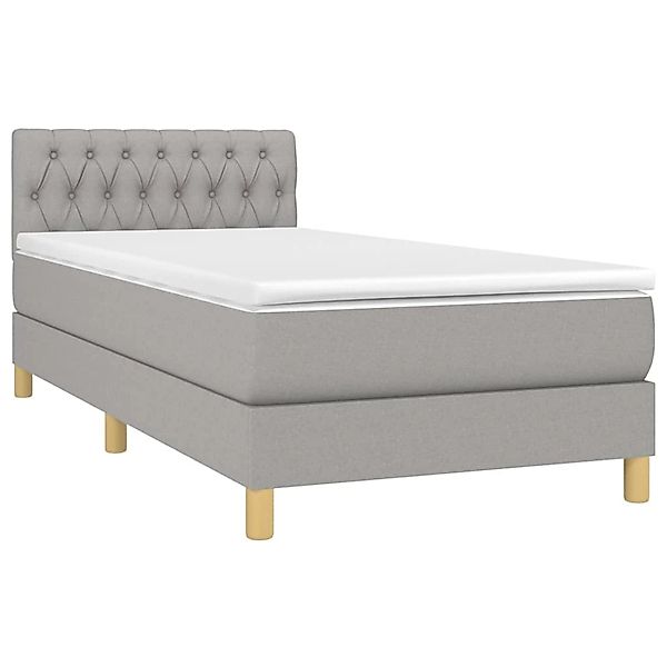 vidaXL Boxspringbett mit Matratze & LED Hellgrau 90x200 cm Stoff 3133925 günstig online kaufen