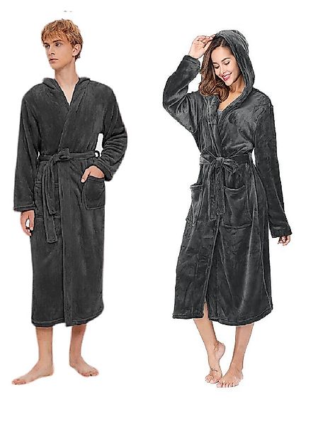 Rungassi Unisex-Bademantel Fleece Unisex Bademantel Morgenmantel günstig online kaufen