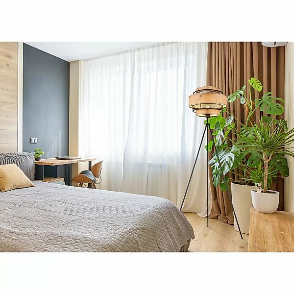 Globo Stehlampe Soeni 1-flammig Schwarz matt 600 x 1500 mm günstig online kaufen