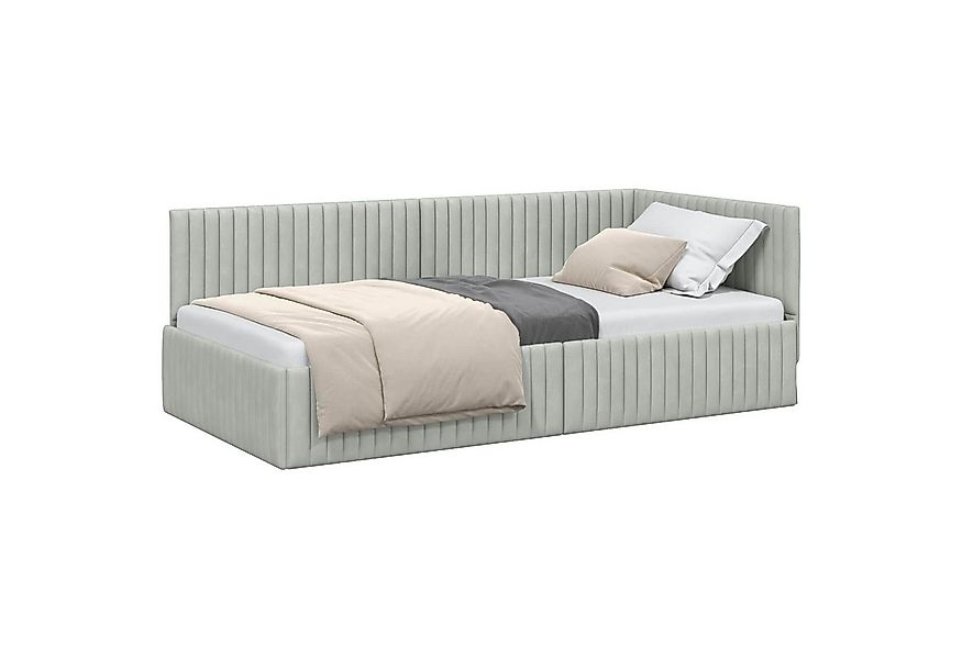 vidaXL Bett Eckbettgestell mit Kopfteil Hellgrau 100 cm x 200 cm Samt (1-tl günstig online kaufen