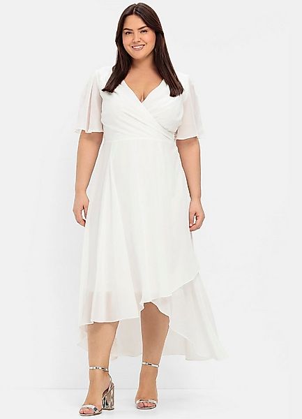 Sheego Etuikleid Chiffonkleid Kurzarm im Lagenlook, mit Unterkleid günstig online kaufen