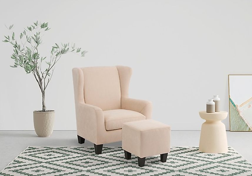 Home affaire Ohrensessel »Chilly, Sessel mit Hocker und Federkern-Polsterun günstig online kaufen