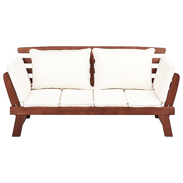 Beliani Gartenbank Dunkler Holzfarbton Weiss 66x210x82 günstig online kaufen