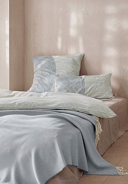 hessnatur Renforcé Bettwäsche Set ZEN aus Bio-Baumwolle - blau - Größe 155x günstig online kaufen