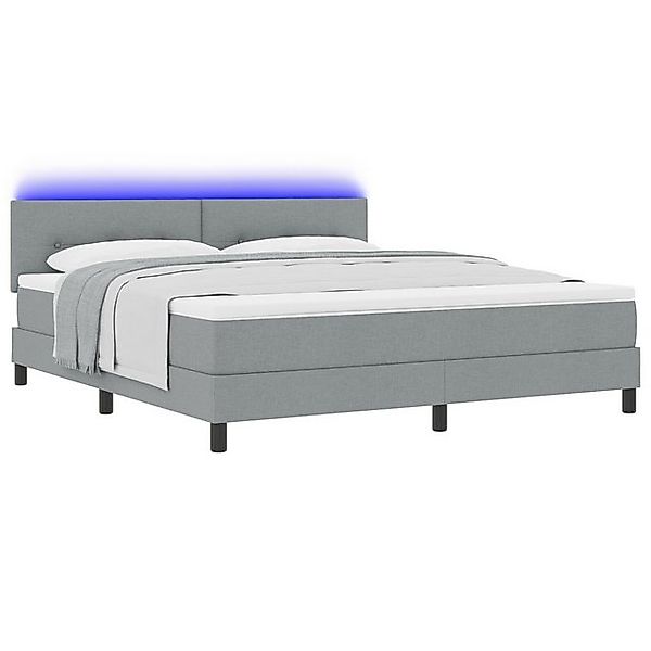 vidaXL Bett Boxspringbett mit Matratze & LED Hellgrau 180x200 cm Stoff (1-t günstig online kaufen