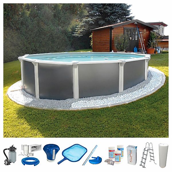 KWAD Rundpool "Steely Supreme Design inkl. Sicherheitsleiter und Zubehör" 1 günstig online kaufen