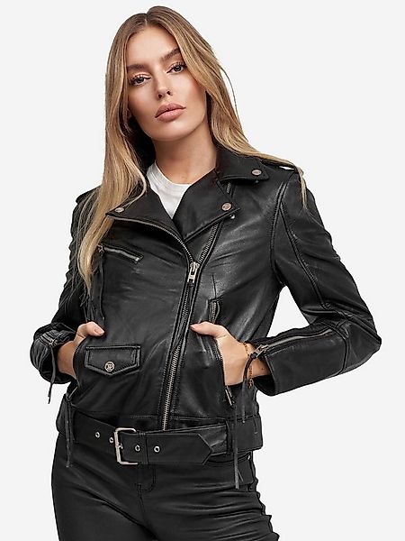 trueprodigy Lederjacke Milena Bikerjacke mit Reißverschlussdetails günstig online kaufen