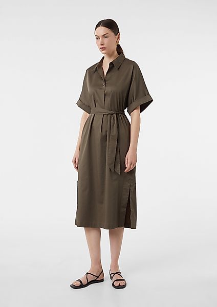 Comma Maxikleid Midi-Hemdblusenkleid aus Baumwollmix günstig online kaufen