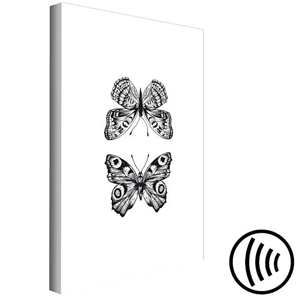 Bild auf Leinwand Verliebte Schmetterlinge - zwei Schmetterlinge im Line-Ar günstig online kaufen