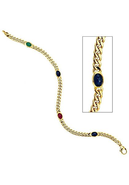 JOBO Goldarmband, 585 Gold massiv mit Rubin Safir Smaragd 19 cm günstig online kaufen