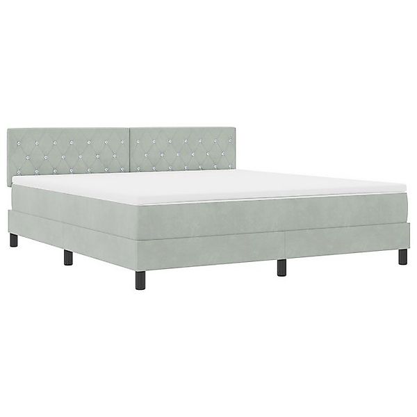vidaXL Bett Boxspringbett mit Matratze Hellgrau Samt (1-tlg) günstig online kaufen