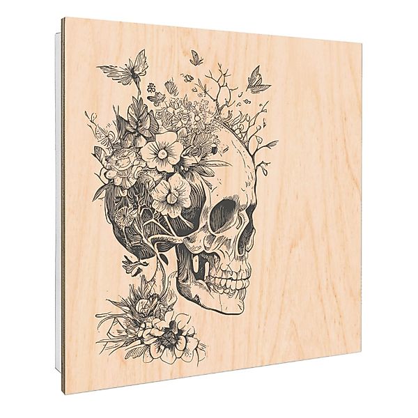 Banjado Schlüsselkasten mit Holzfront 30x30cm Weiß Scharnier Links 50 Haken günstig online kaufen