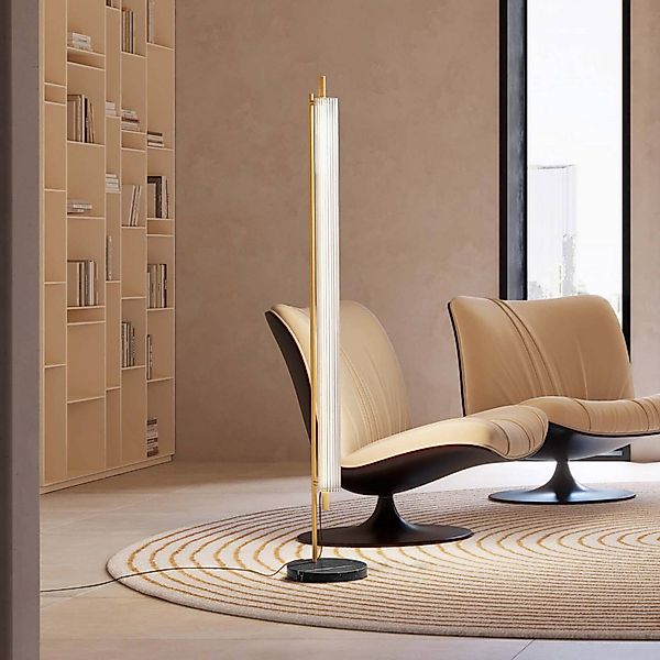 OLEV LED-Stehleuchte TRISEL, gold, Metall, 2.700 K, dimmbar günstig online kaufen