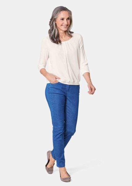 GOLDNER Kurzarmbluse Kurzgröße: Chiffon-Shirt mit 3/4-Arm, günstig online kaufen
