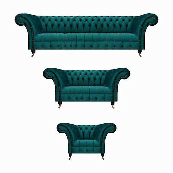 JVmoebel Chesterfield-Sofa Grün Chesterfield Sofa Komplett Modern Design Mö günstig online kaufen