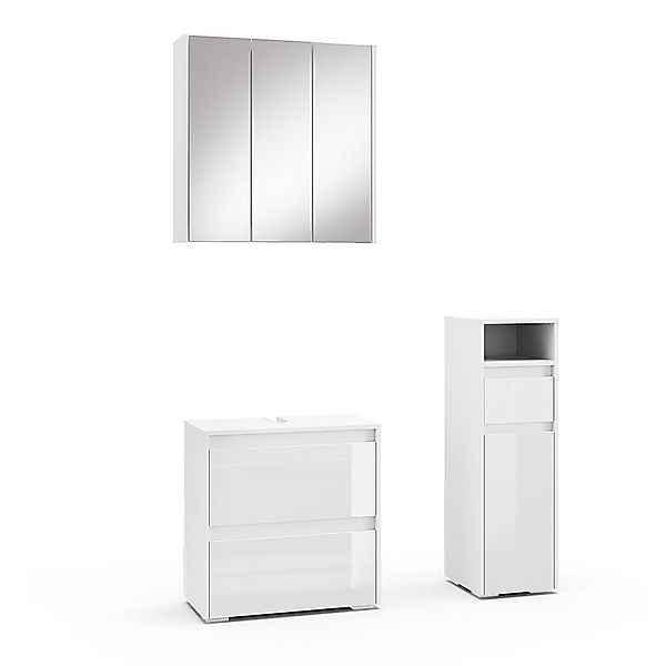 Vicco Badmöbel-Set Majest, Weiß/Weiß Hochglanz, 3 günstig online kaufen
