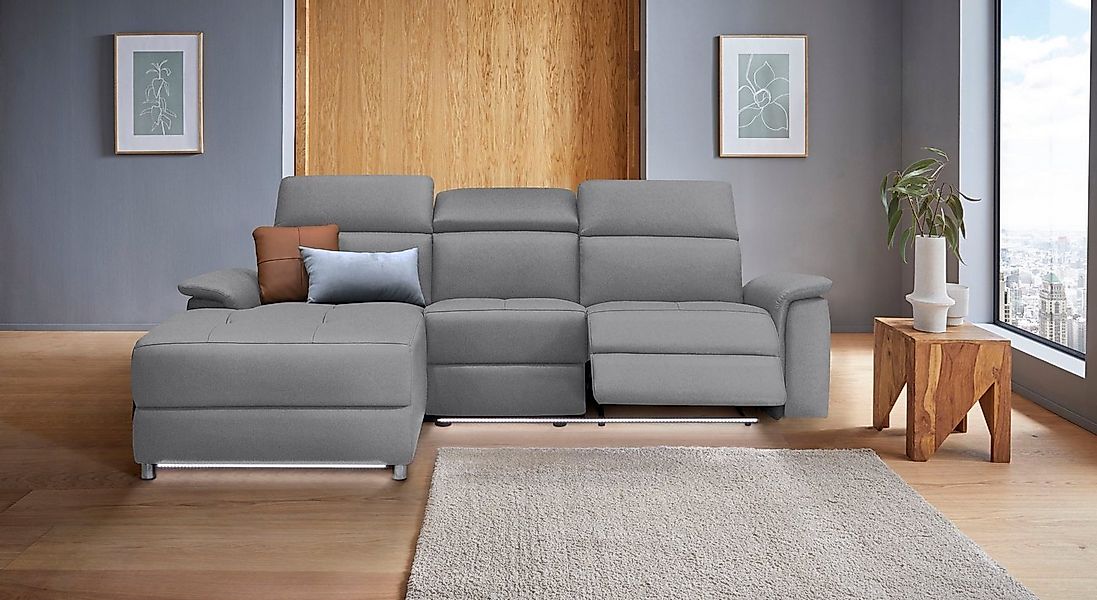 Home affaire Ecksofa Pareli, L-Form, 259cm,m. Recamiere, Echtleder, Kunstle günstig online kaufen