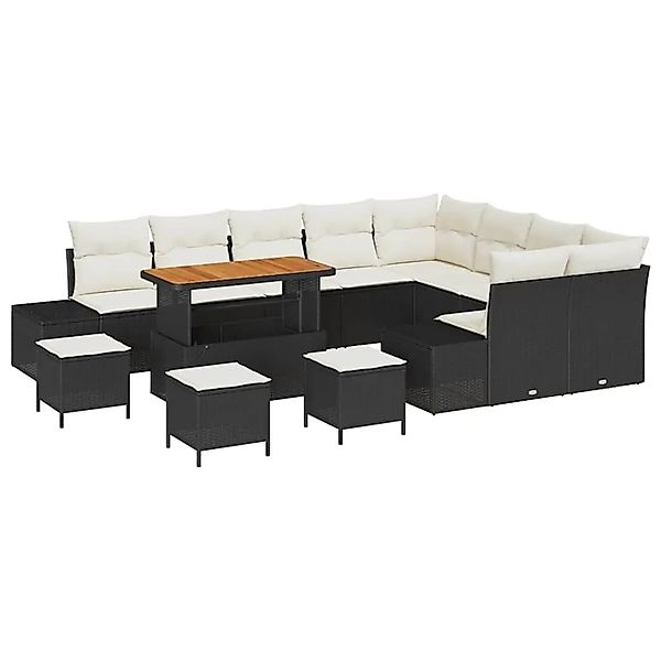 vidaXL Gartensofa-Set mit Kissen 13 Stk Schwarz Poly Rattan 3364780 günstig online kaufen