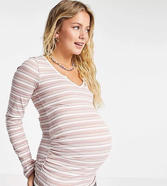 ASOS DESIGN Maternity – Figurbetontes Oberteil mit eingekerbtem Ausschnitt günstig online kaufen