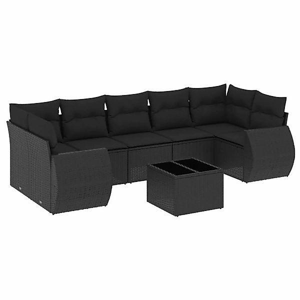 vidaXL 8-Tlg Garten-Sofagarnitur mit Kissen Schwarz Poly Rattan 3221134 günstig online kaufen