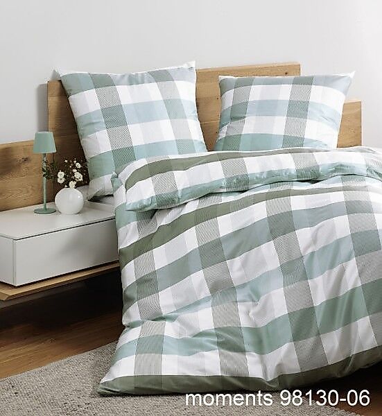 Janine Janine Mako-Satin Bettwäsche moments 98130 salbei mint Größe:  200x2 günstig online kaufen