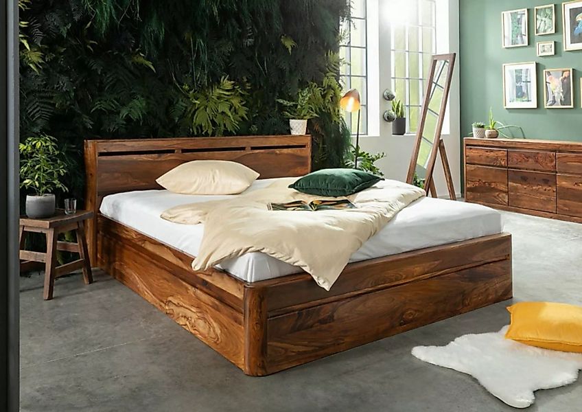 Massivmoebel24 Massivholzbett Bett Sheesham 200x200 walnuss gewachst TORONT günstig online kaufen