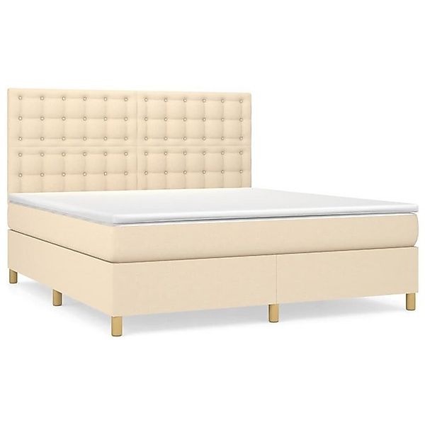 vidaXL Boxspringbett, Boxbett mit Matratze Creme 180x200 cm Stoff günstig online kaufen