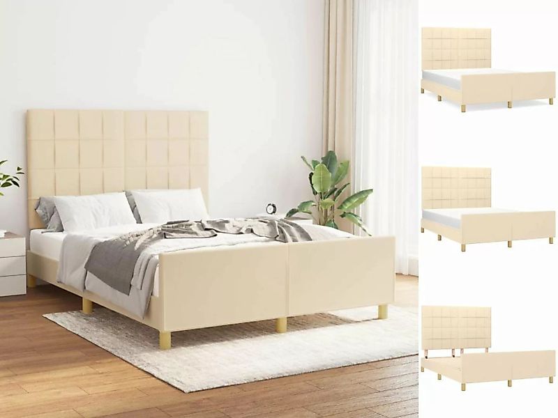 vidaXL Bettgestell Bettrahmen mit Kopfteil Creme 140x190 cm Stoff Bett Bett günstig online kaufen