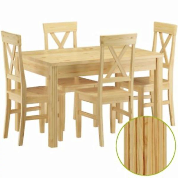 Erst-Holz® itzgarnitur mit Tisch und 4 Stühle Kiefer Massivholz Vollholzmöb günstig online kaufen