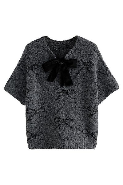 Next Strickponcho Gestrickter Poncho mit Samtschleife (1-tlg) günstig online kaufen