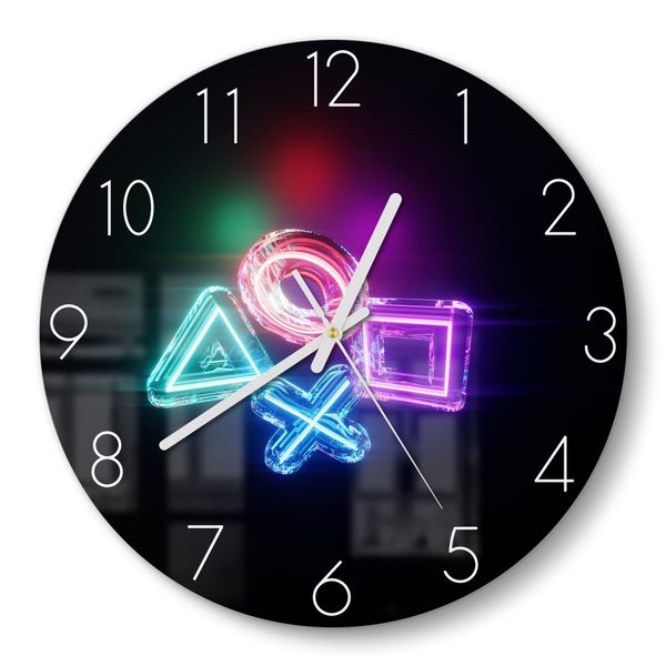 DEQORI Wanduhr 'Neon Gaming Symbole' (Glas günstig online kaufen