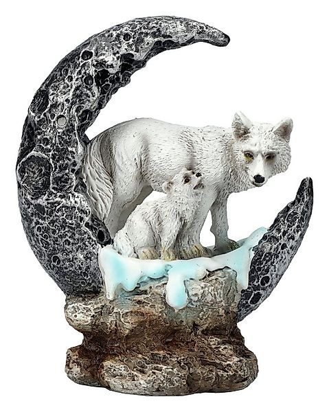 Figuren Shop GmbH Tierfigur Wolf Figur – Mutter mit Jungtier auf Eismond St günstig online kaufen