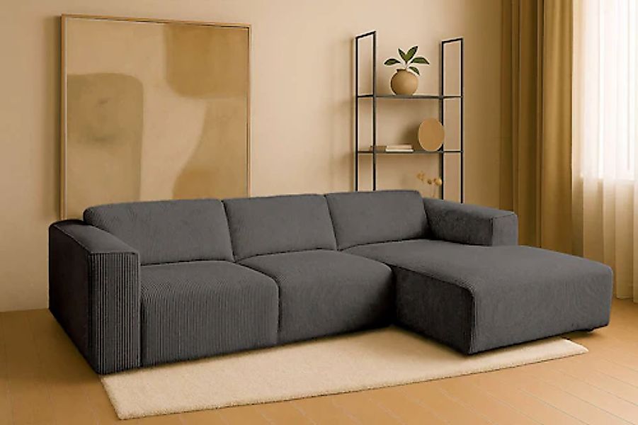 andas Ecksofa »Noord«, L-Form, mit Kedernaht, Breite 281 cm, Cord, Struktur günstig online kaufen