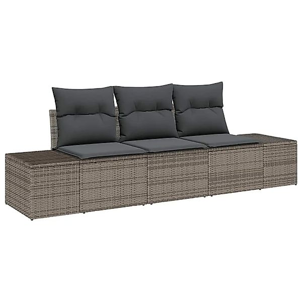 vidaXL Gartensofa-set mit Speicher 3-Tlg Grau Poly-Rattan 3355588 günstig online kaufen
