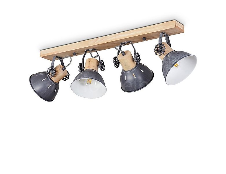hofstein Deckenleuchte »Cotes« Deckenlampe aus Metall/Holz in Grau/Weiß/Nat günstig online kaufen