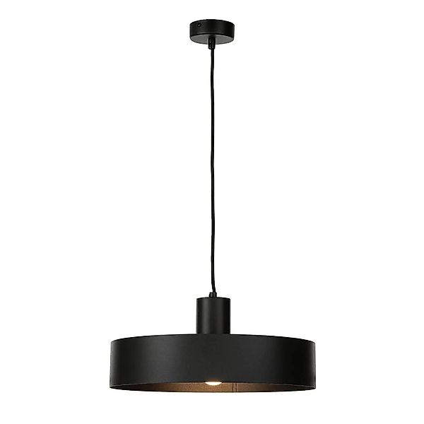 Licht-Erlebnisse Pendelleuchte Rund Ø 35 cm Metall Schwarz E27 Retro Design günstig online kaufen