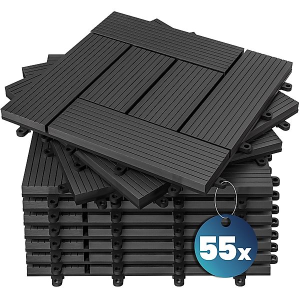 WPC Fliesen 55er-Set Mosaik Anthrazit - 30x30cm günstig online kaufen