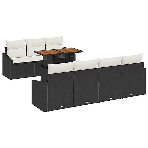 vidaXL Garten-Sofa-Set mit Speicher 8-Tlg Schwarz Poly Rattan 3358532 günstig online kaufen