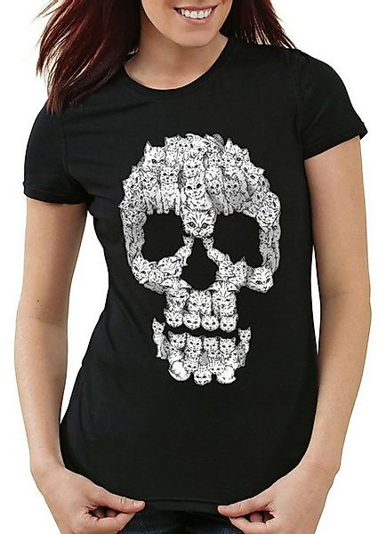 style3 T-Shirt Cat Skull katze miez totenkopf kater katzen mieze rock tatto günstig online kaufen