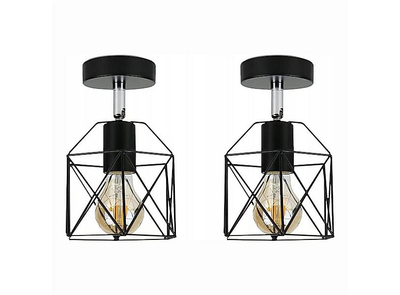 ZMH Deckenleuchten 2ER Retro Deckenlampe E27 Flurlampe Schwarz Metall Indus günstig online kaufen