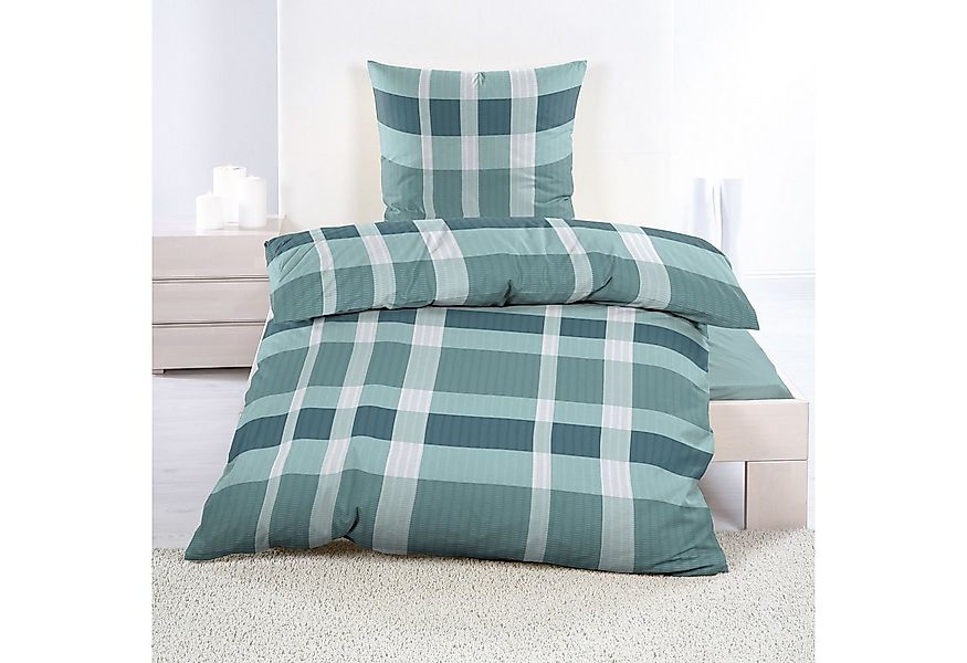 Casa Colori Bettwäsche Casa Colori, Seersucker, 2 teilig, grün blau kariert günstig online kaufen