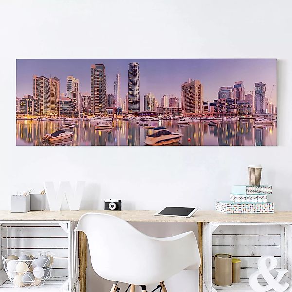 Leinwandbild Architektur & Skyline - Panorama Dubai Skyline und Marina günstig online kaufen