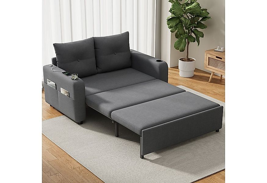 Merax Schlafsofa 3-in-1 Sofa mit ausziehbarem Bett und USB- & Type-C-Anschl günstig online kaufen