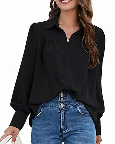 ZWY Langarmshirt Damen Hemden übergroße Laterne Down Hemden lässig Arbeit B günstig online kaufen