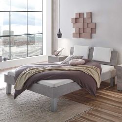 Futonbett in Beton Grau Klemmkissen in Weiß günstig online kaufen