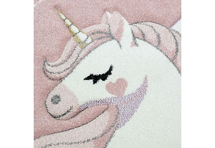 TeppichHome24 Kinderteppich Kinderzimmer Teppich Einhorn Regenbogen creme r günstig online kaufen