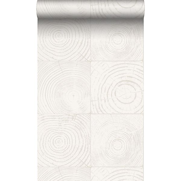 Origin Wallcoverings Tapete Querschnitte von Baumstämmen Elfenbeinweiß 53 c günstig online kaufen