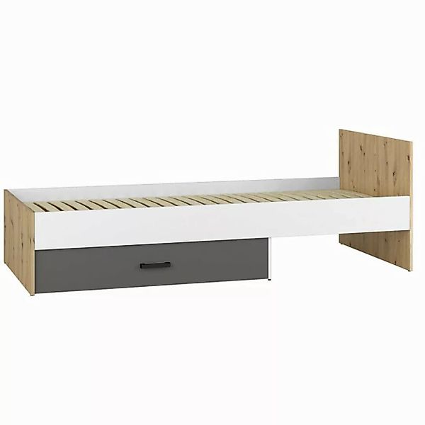 Lomadox Bett FYLI-131, Artisan Eiche Nb. mit weiß/anthrazit 204/70/94 cm günstig online kaufen