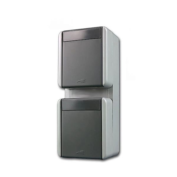 TEM Fontana Doppel Steckdose Vertikal Grau 250V16A IP44 günstig online kaufen