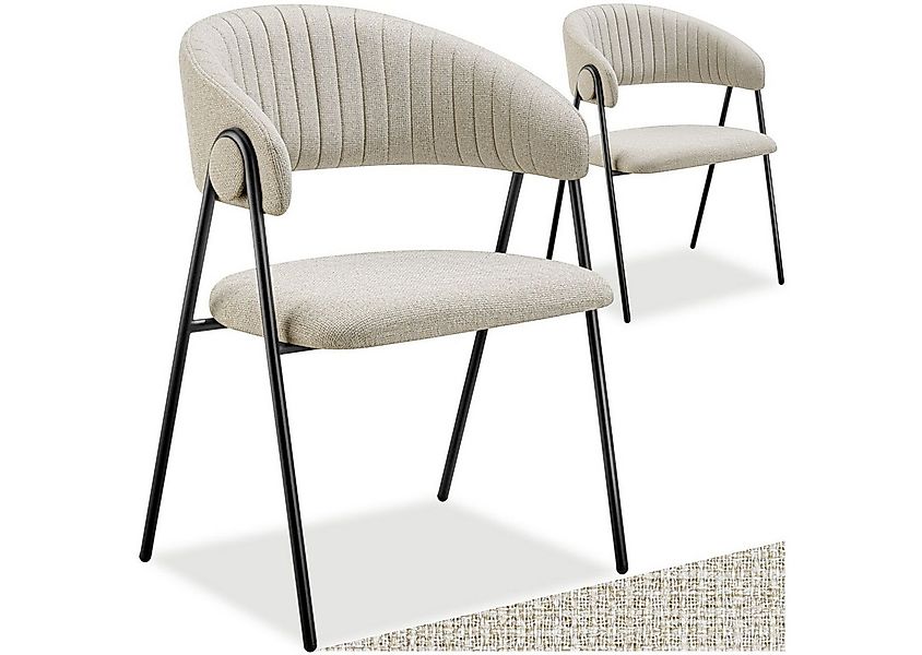 tectake Esszimmerstuhl Armlehnstuhl Bedano, gepolstert, Webstoff, Belastbar günstig online kaufen